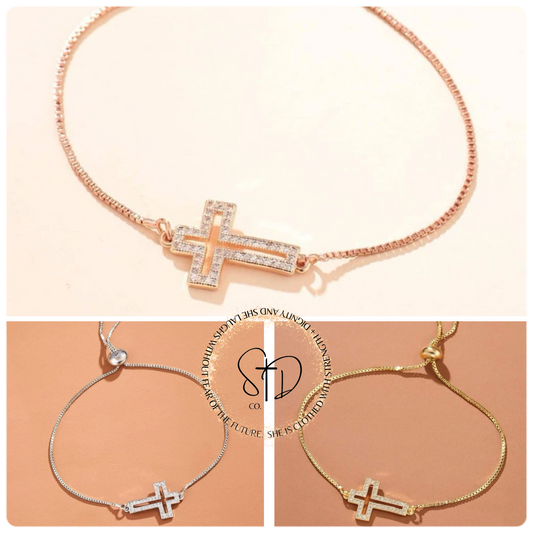 Adjustable cross bracelet