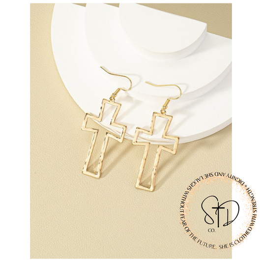 Gold plated dangle crosses